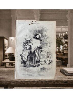 1879 Thomas Nast Ohio Idea Baby Farming Original Harper’s Weekly Engraving